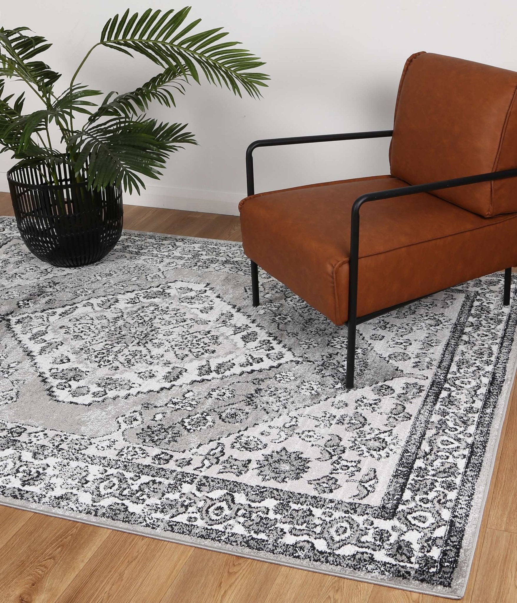 Anatolia Traditional Grey Black Rug - Floorsome - Rug - ESTA16009GREY - Rug