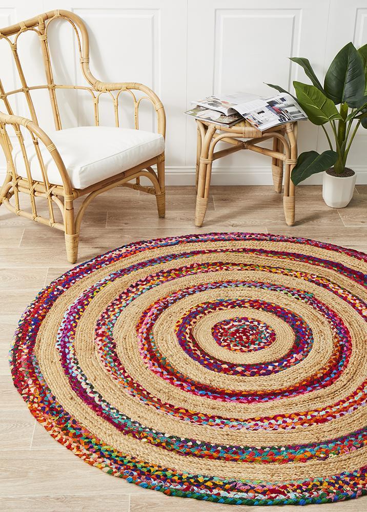 April Target Cotton and Jute Rug Round - Floorsome - Natural - ATR - TAR - MULT - 120x120 - Natural