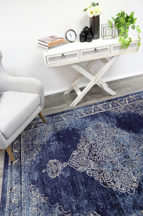 Arya Navy Distressed Contemporary Rug - Floorsome - Traditional - ARYA2006010NAVY - Traditional