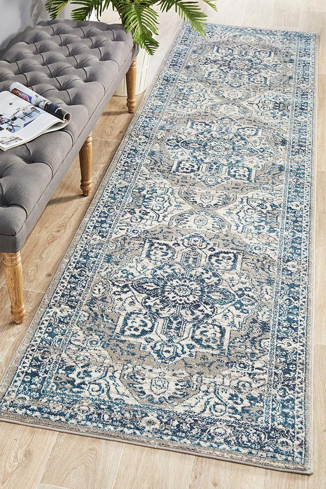 Babil Harran Bohemian Blue Runner Rug - Floorsome - MODERN - BLN - 207 - BLUE - 300X80 - MODERN
