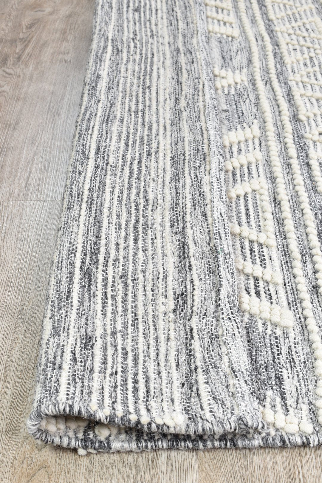 Bihar Silver Handmade Wool and Viscose Rug - Floorsome - FLATWEAVE - DENUB - SILVER - 160X230 - FLATWEAVE