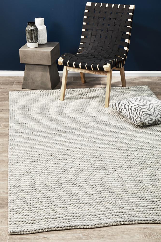 Carina Felted Wool Woven Rug - Floorsome - Modern - STUD - 327 - WHI - 225X155 - Modern