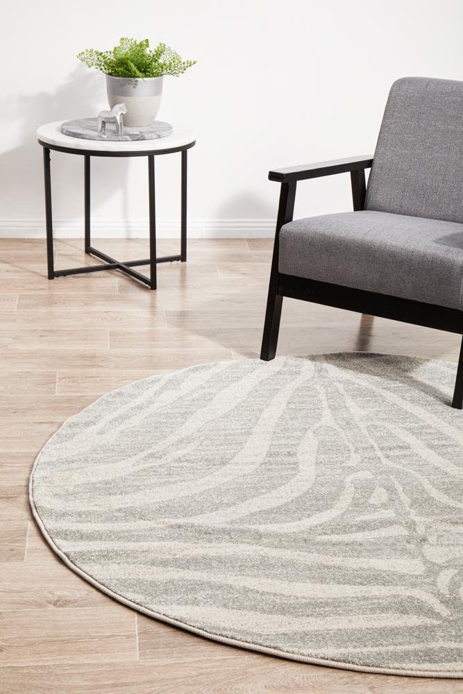 Chrome Savannah Silver Round Rug - Floorsome - CHROME COLLECTION - CRO - SAV - SIL - 150X150 - CHROME COLLECTION