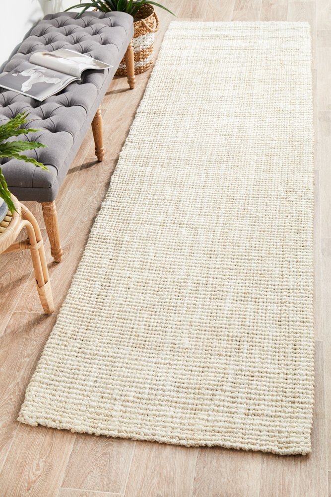 Chunky Natural Fiber Barker Bleach Runner Rug - Floorsome - Flatweave - ATR - BKR - BCH - 300X80 - Flatweave