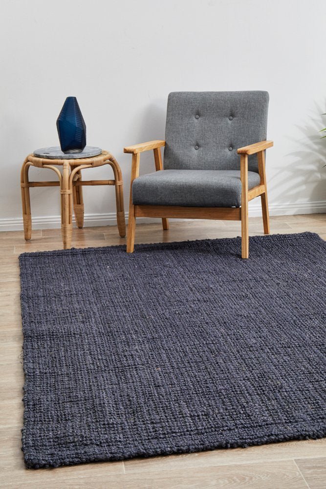 Chunky Natural Fiber Barker Navy Rug - Floorsome - Flatweave - ATR - BKR - NAV - 220X150 - Flatweave
