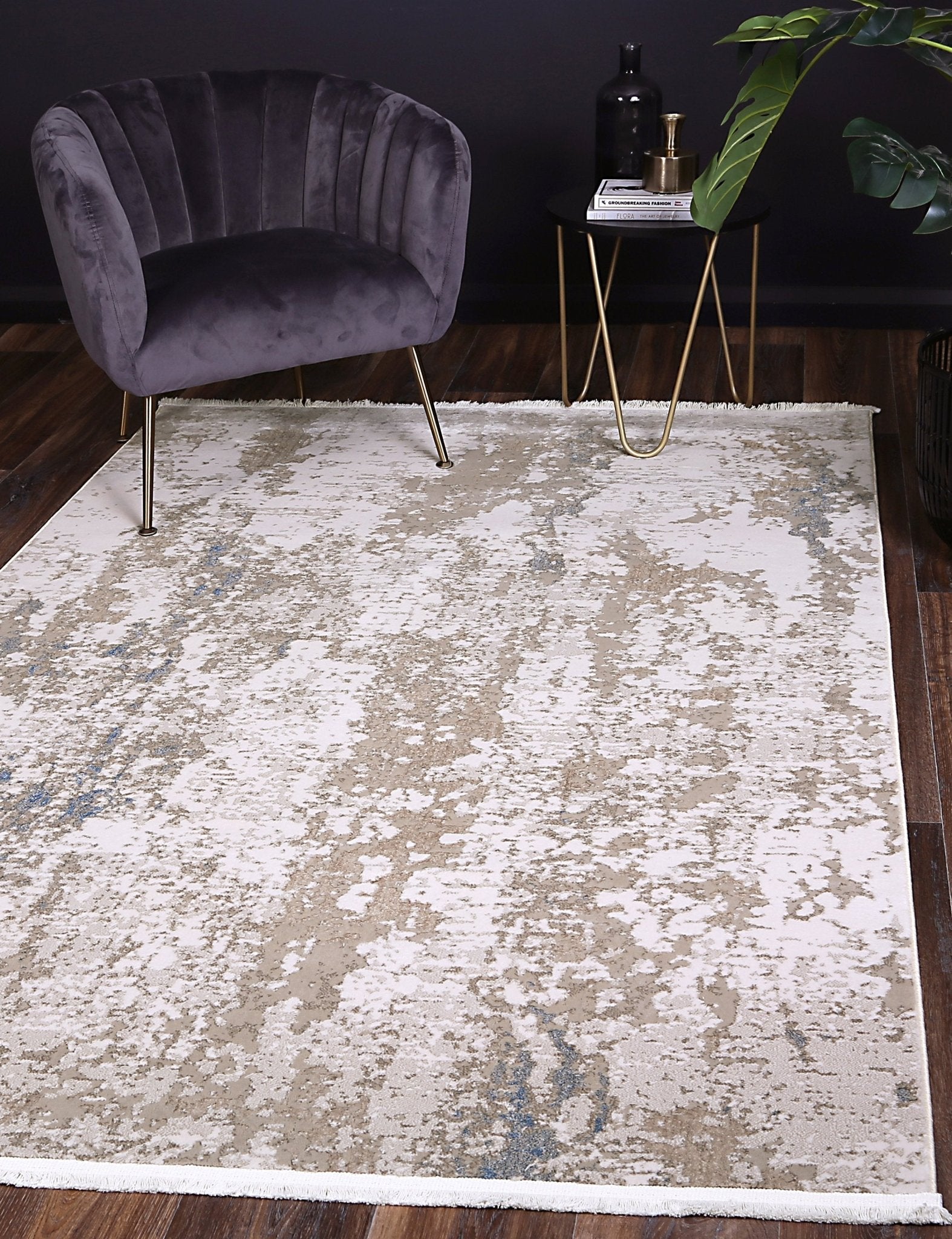 Cordelia One Modern Beige Blue Rug - Floorsome - Rug - BOHE16001BBLU - Rug