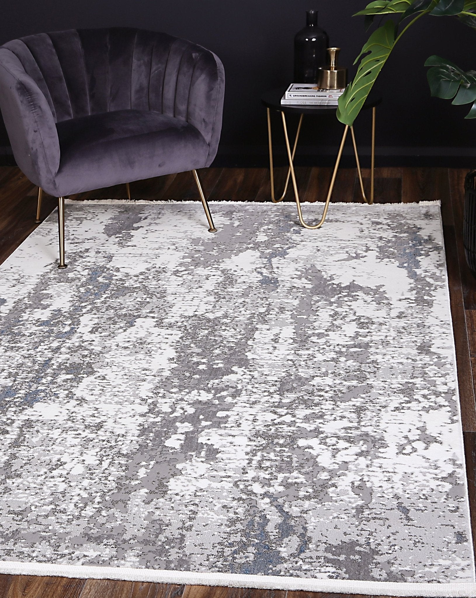 Cordelia One Modern Grey Blue Rug - Floorsome - Rug - BOHE16001GBLU - Rug