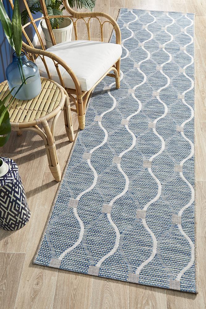 Courtyard 5501 Blue Indoor Outdoor Runner Rug - Floorsome - Outdoor Rugs - TER - 5501 - BLU - 300X80 - Outdoor Rugs