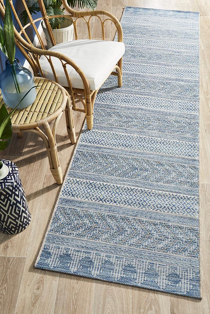 Courtyard 5505 Blue Indoor Outdoor Runner Rug - Floorsome - Outdoor Rugs - TER - 5505 - BLU - 300X80 - Outdoor Rugs