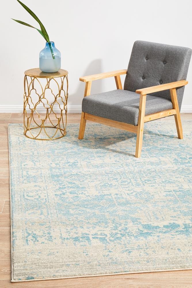 Glacier White Blue Transitional Rug - Floorsome - Modern - EVO - 253 - WBLU - 230X160 - Modern