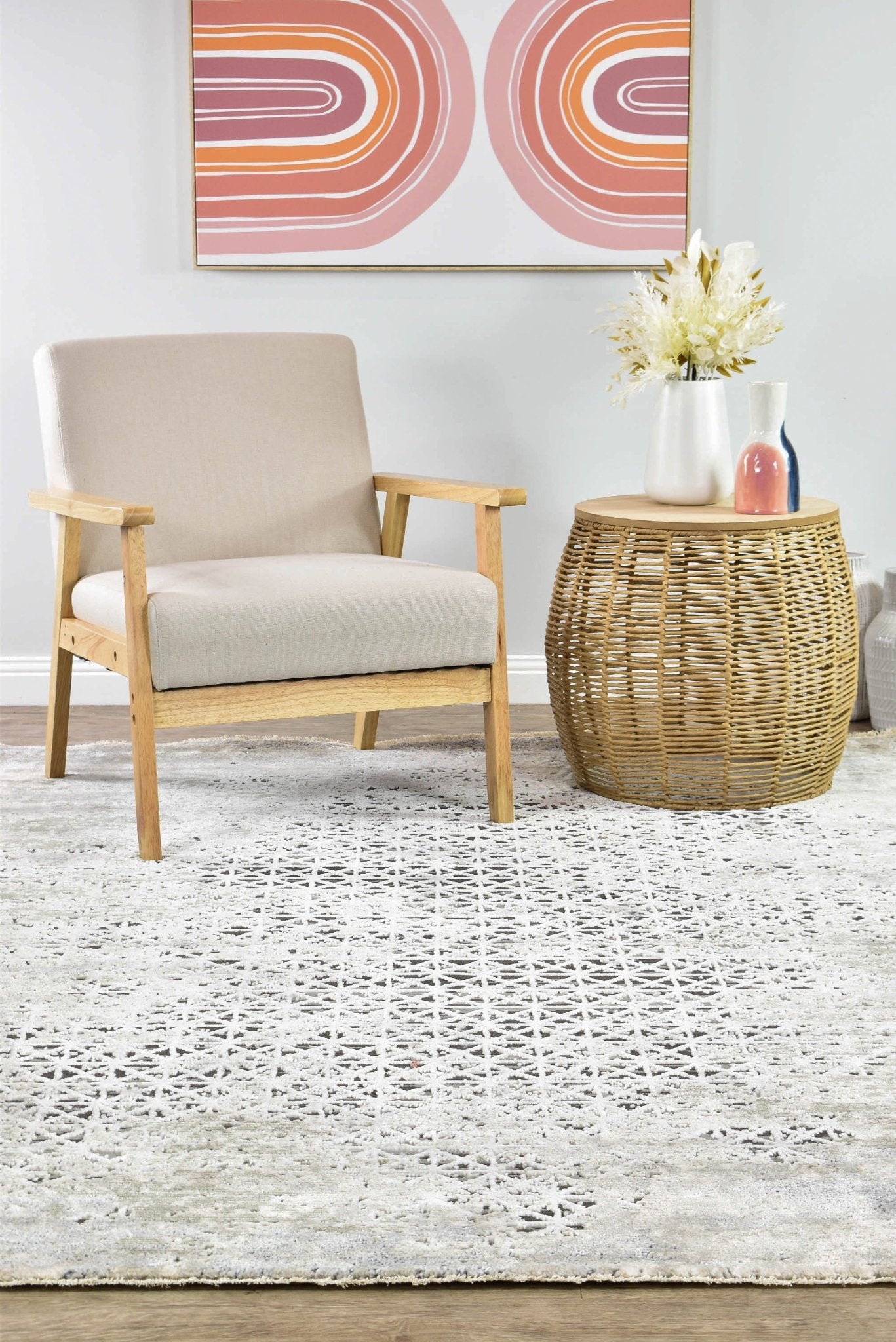 Havana 227A Beige Trellis - Floorsome - TRADITIONAL - VANESSA - B0227A - WHITE - 80X150 - TRADITIONAL