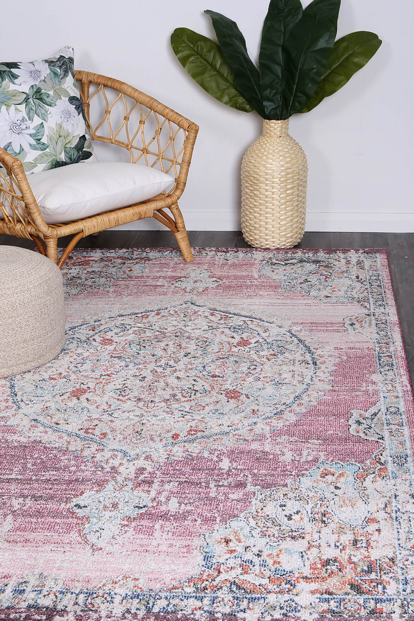 Hollow Medalion Transitional Blush Rug - Floorsome - Rug - SALS80320042055 - Rug