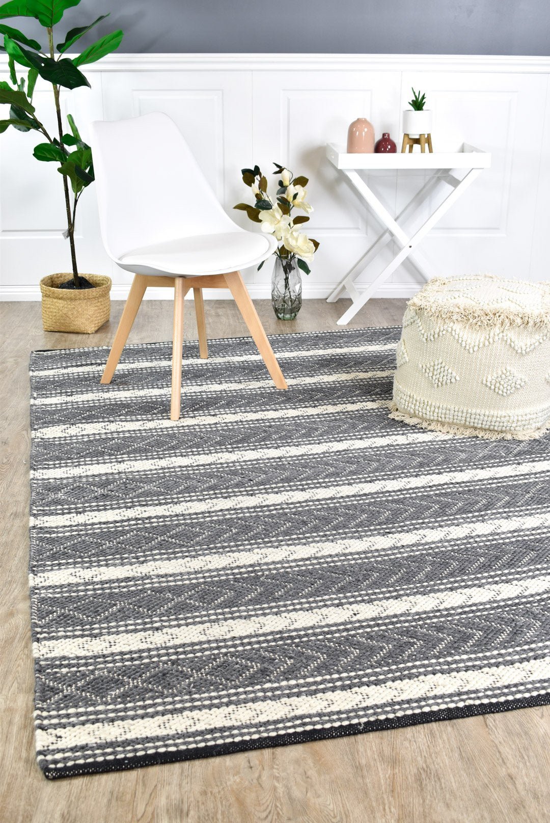Kiana Flatweave Wool Charcoal Rug - Floorsome - FLATWEAVE - ALICIA - PETROL - 160X230 - FLATWEAVE