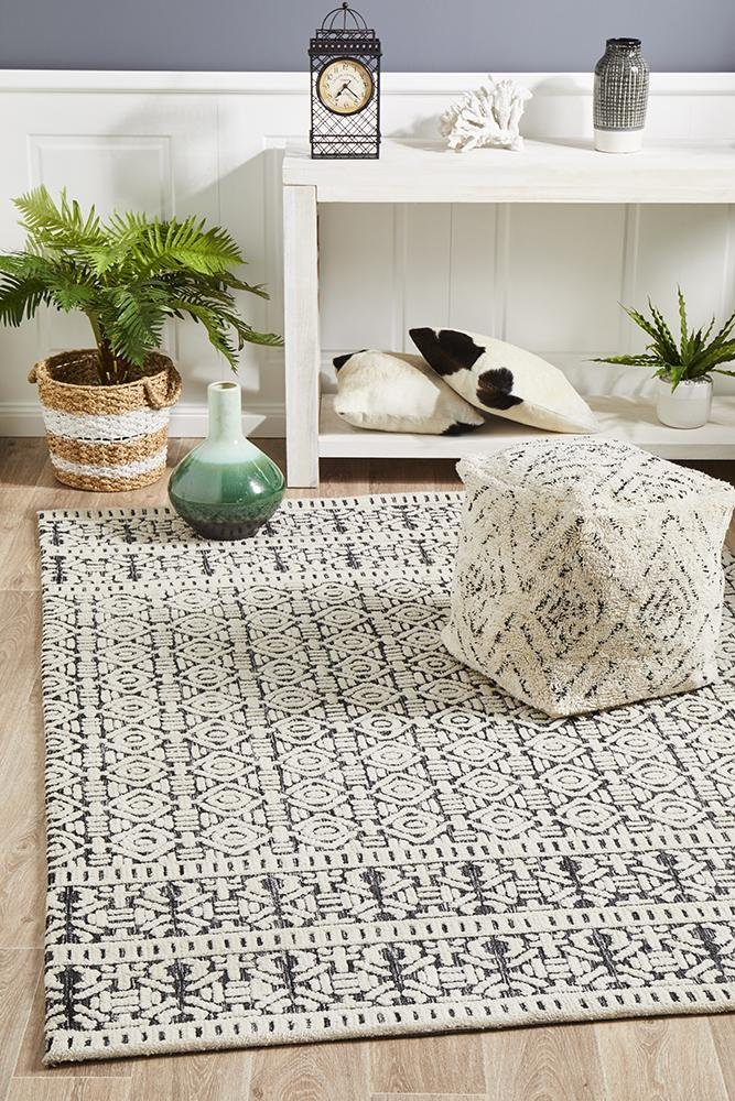 Levi Adonis Ivory Black Rug - Floorsome - MODERN - LEV - 361 - IVO - 225X155 - MODERN