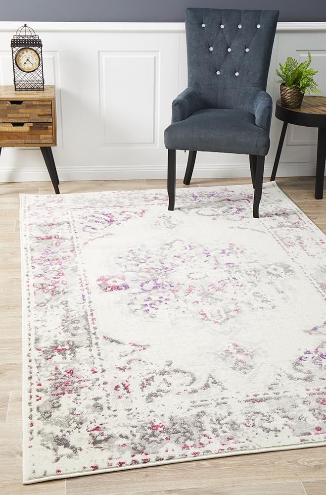 Metro 602 Transitional Rug White Pink Grey - Floorsome - Modern - MET - 602 - PNK - 230X160 - Modern