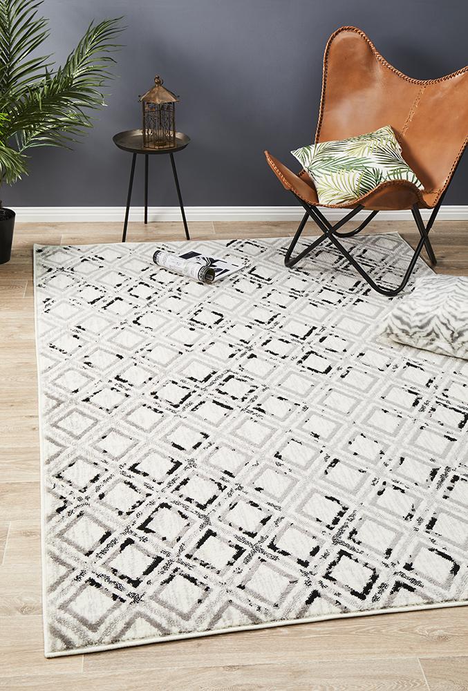 Metro 607 Modern Rug White Black Grey - Floorsome - Modern - MET - 607 - BLWH - 230X160 - Modern