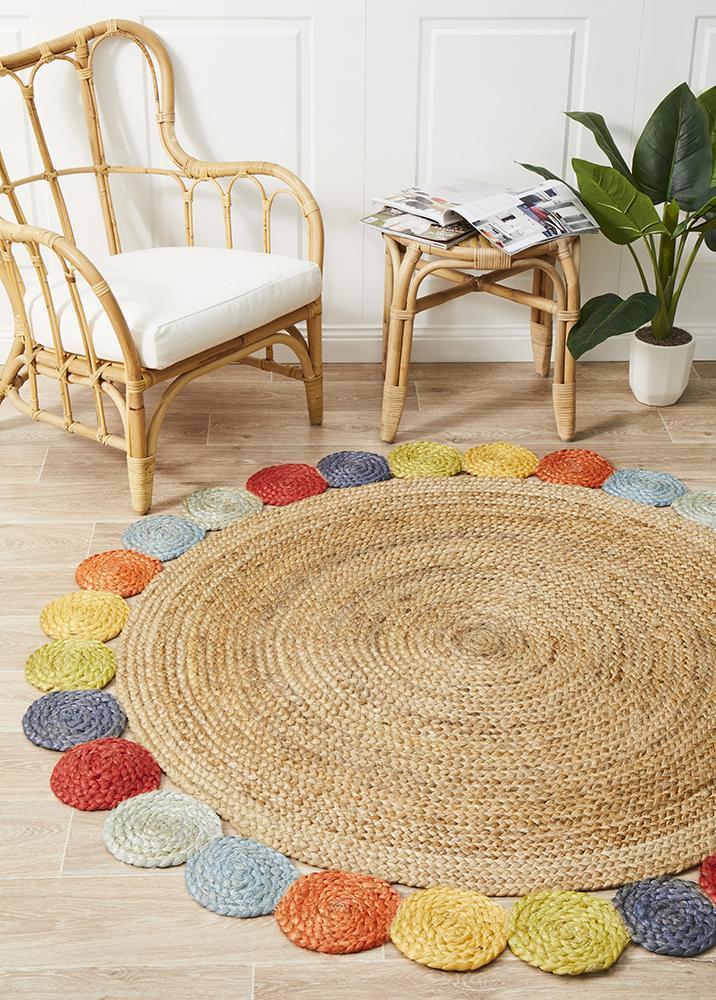 Miss Daisy Jute Rug - Floorsome - Flatweave - ATR - TUT - MULT - 120X120 - Flatweave