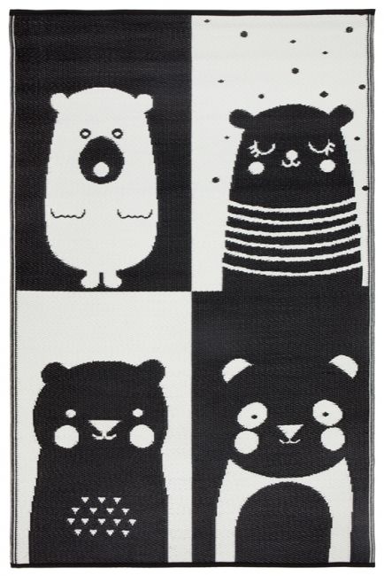 Nika Bear Black & White Kids Mat - Floorsome - Kids - PLRNIKABW120179 - Kids