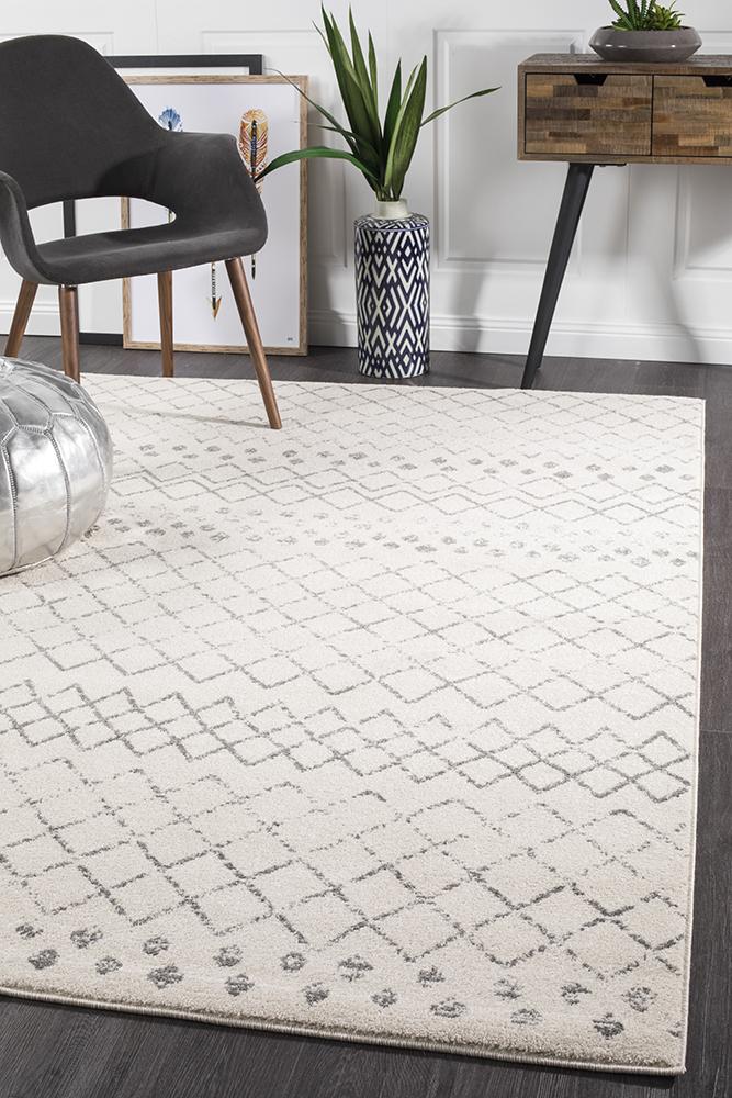Oasis 454 White Grey Tribal Rug - Floorsome - Modern - OAS - 454 - WHT - 230X160 - Modern