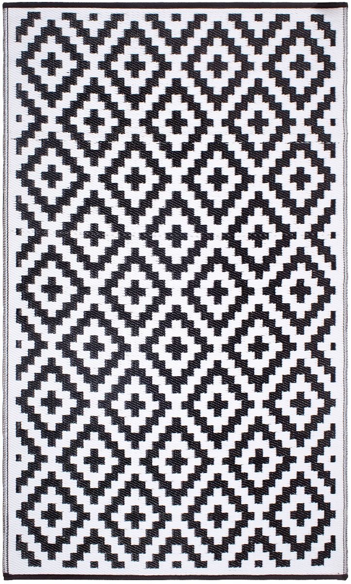 Outdoor Rug Recycled Plastic - Aztec Black And White Monochrome - Floorsome - Outdoor Rugs - PLRAZTBLK120179 - Outdoor Rugs