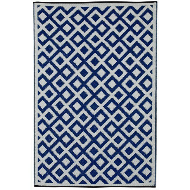Outdoor Rug Recycled Plastic - Marina Indigo Blue & white - Floorsome - Outdoor Rugs - PLRMARBLU120179 - Outdoor Rugs