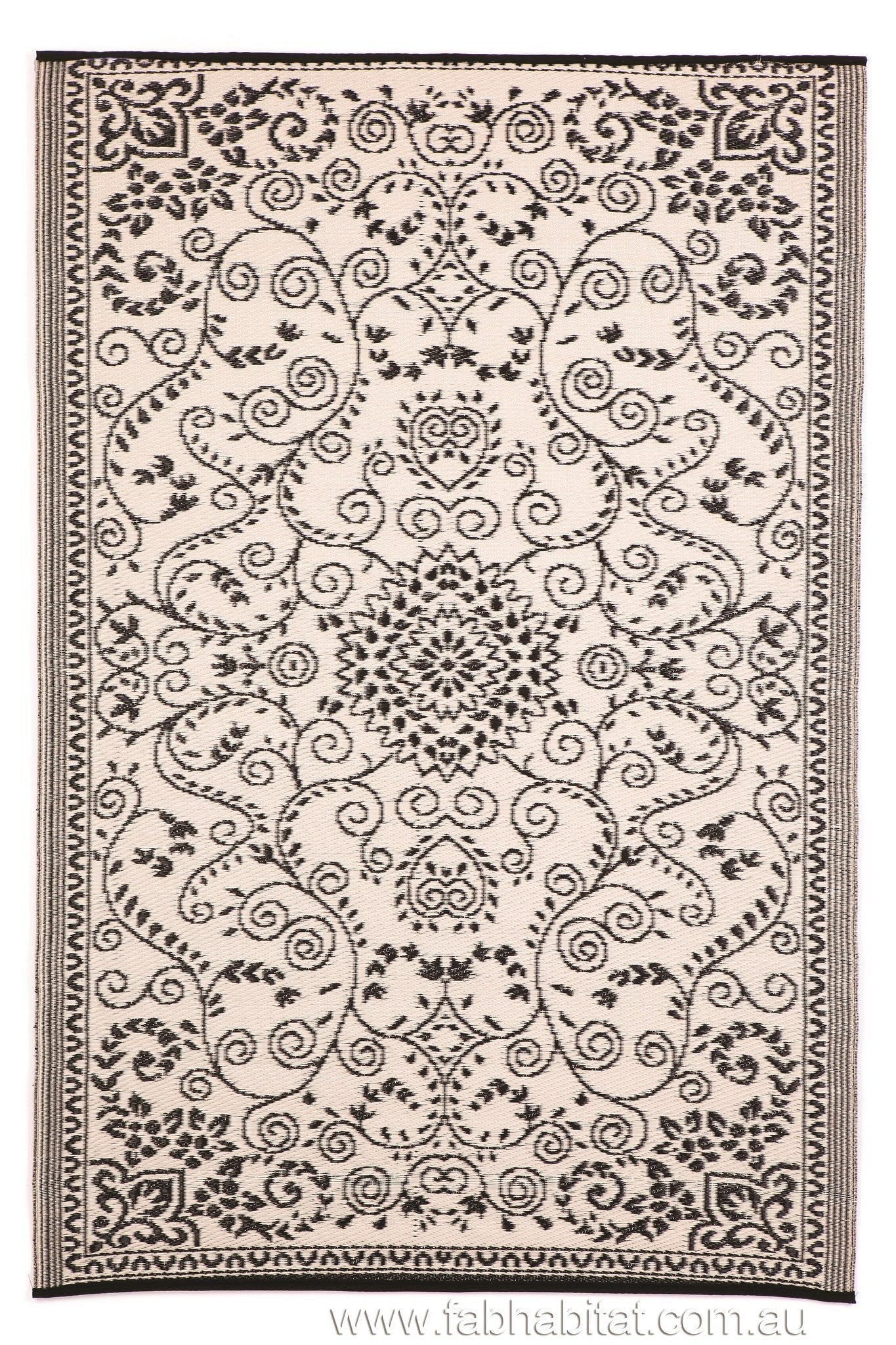 Outdoor Rug Recycled Plastic - Murano Black and Cream - Floorsome - Outdoor Rugs - PLRMURBLK150238 - Outdoor Rugs
