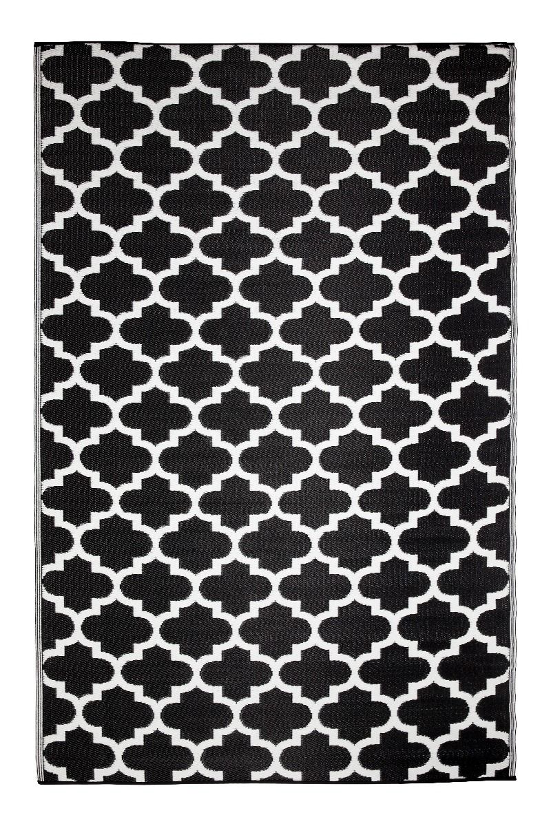 Outdoor Rug Recycled Plastic - Tangier Black and White - Floorsome - Outdoor Rugs - Outdoor Rugs