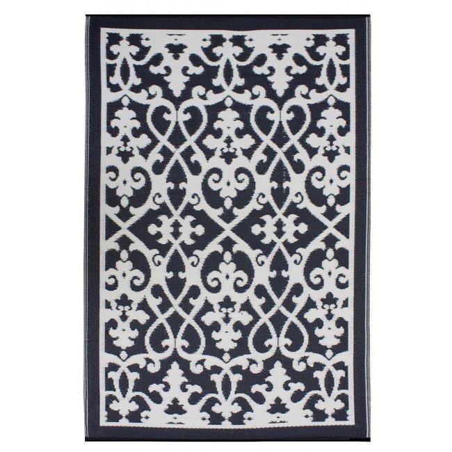 Outdoor Rug Recycled Plastic - Venice Black - Floorsome - Outdoor Rugs - PLRVENBLK120179 - Outdoor Rugs