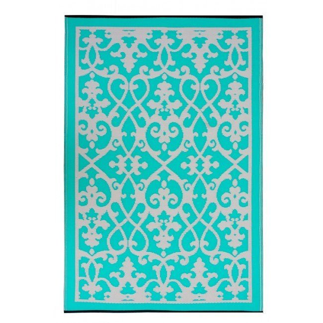 Outdoor Rug Recycled Plastic - Venice Turquoise and Cream - Floorsome - Outdoor Rugs - PLRVENTRQ120179 - Outdoor Rugs