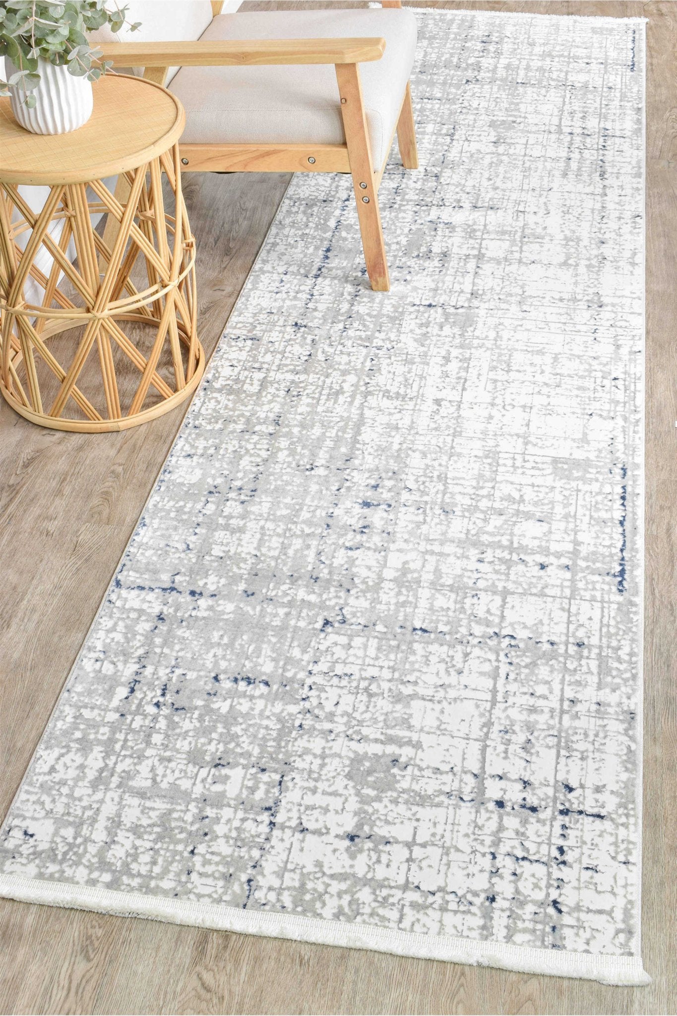 Phoenix 25406A Tiger White Rug - Floorsome - INDOOR/OUTDOOR - ARORA - 25406A - BLUE - CREAM - 80X300 - INDOOR/OUTDOOR