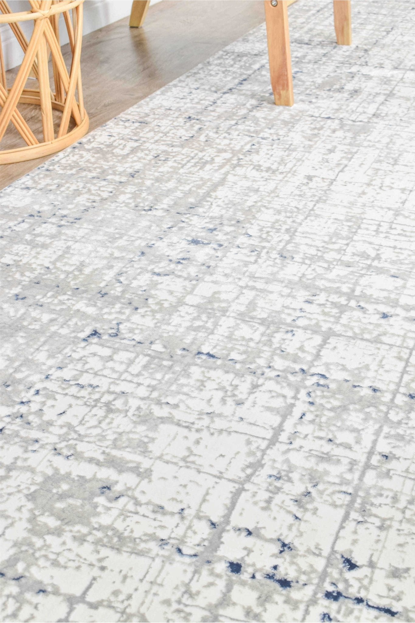 Phoenix 25406A Tiger White Rug - Floorsome - INDOOR/OUTDOOR - ARORA - 25406A - BLUE - CREAM - 80X300 - INDOOR/OUTDOOR