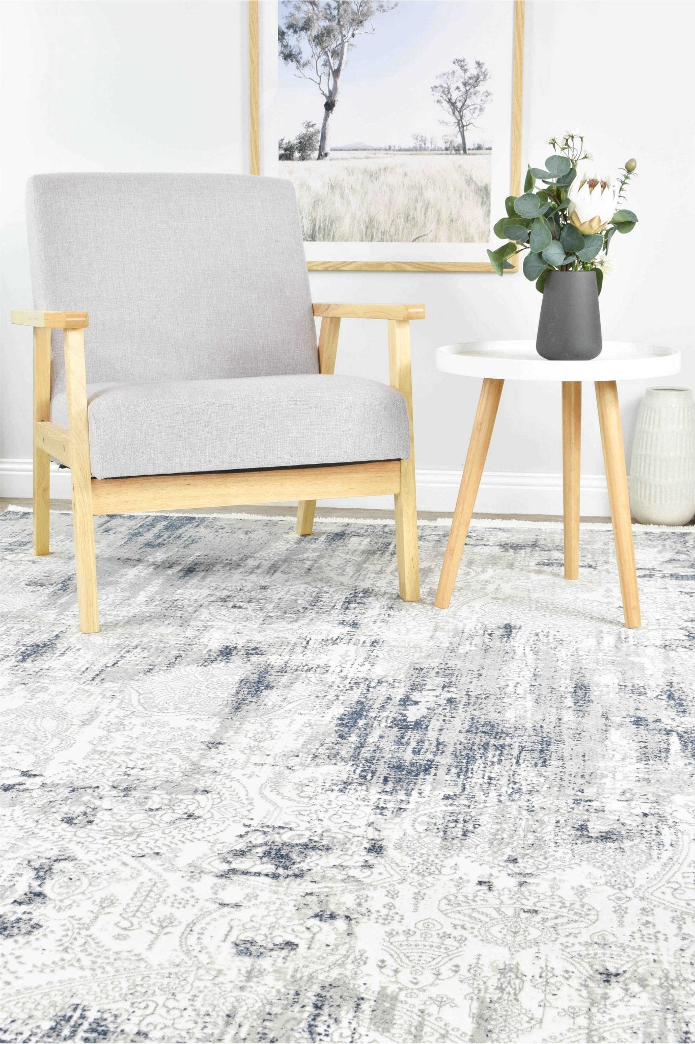 Phoenix 27084A White Belle Rug - Floorsome - INDOOR/OUTDOOR - ARORA - 27084A - BLUE - CREAM - 80X300 - INDOOR/OUTDOOR