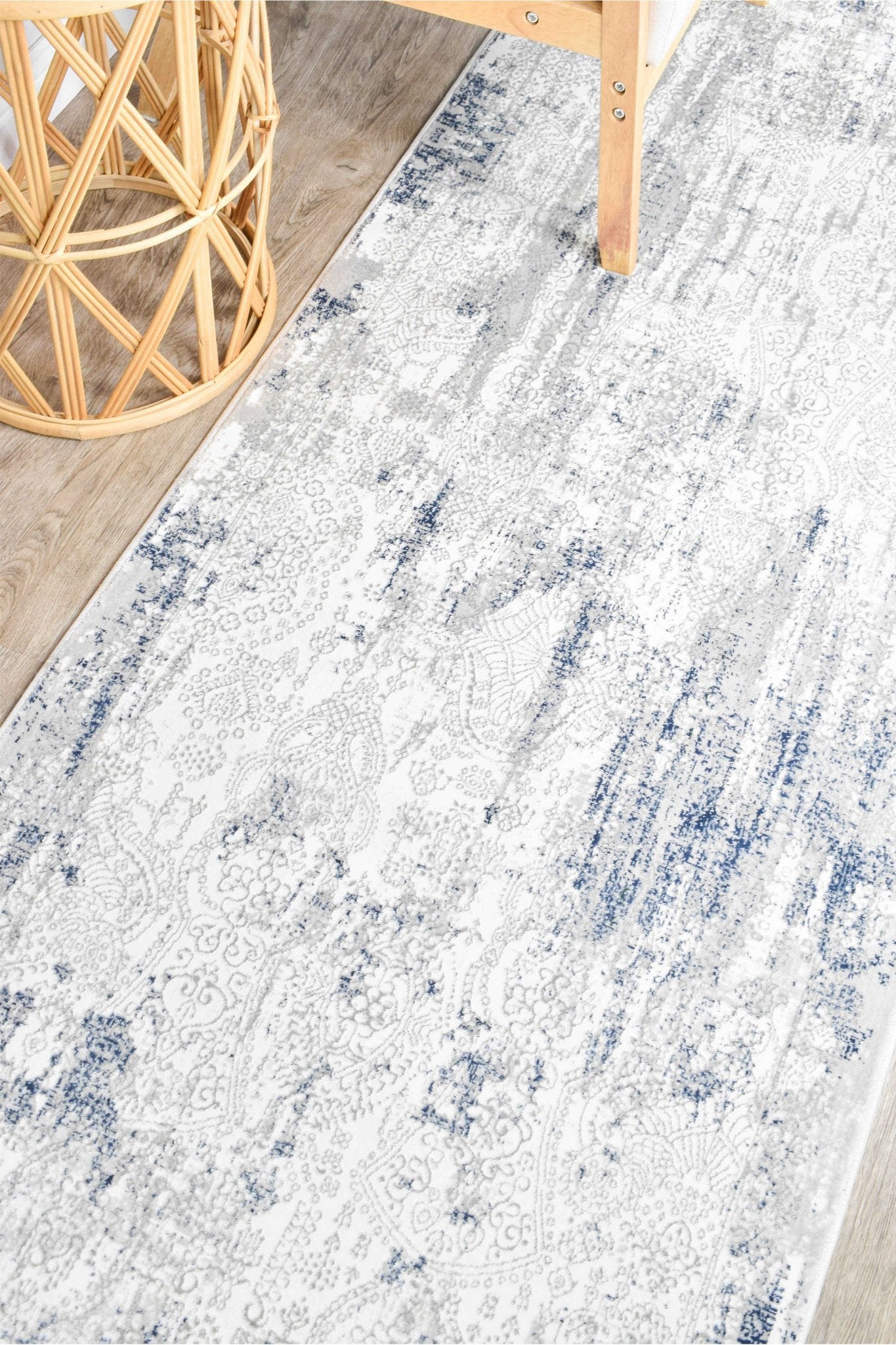 Phoenix 27084A White Belle Rug - Floorsome - INDOOR/OUTDOOR - ARORA - 27084A - BLUE - CREAM - 80X300 - INDOOR/OUTDOOR