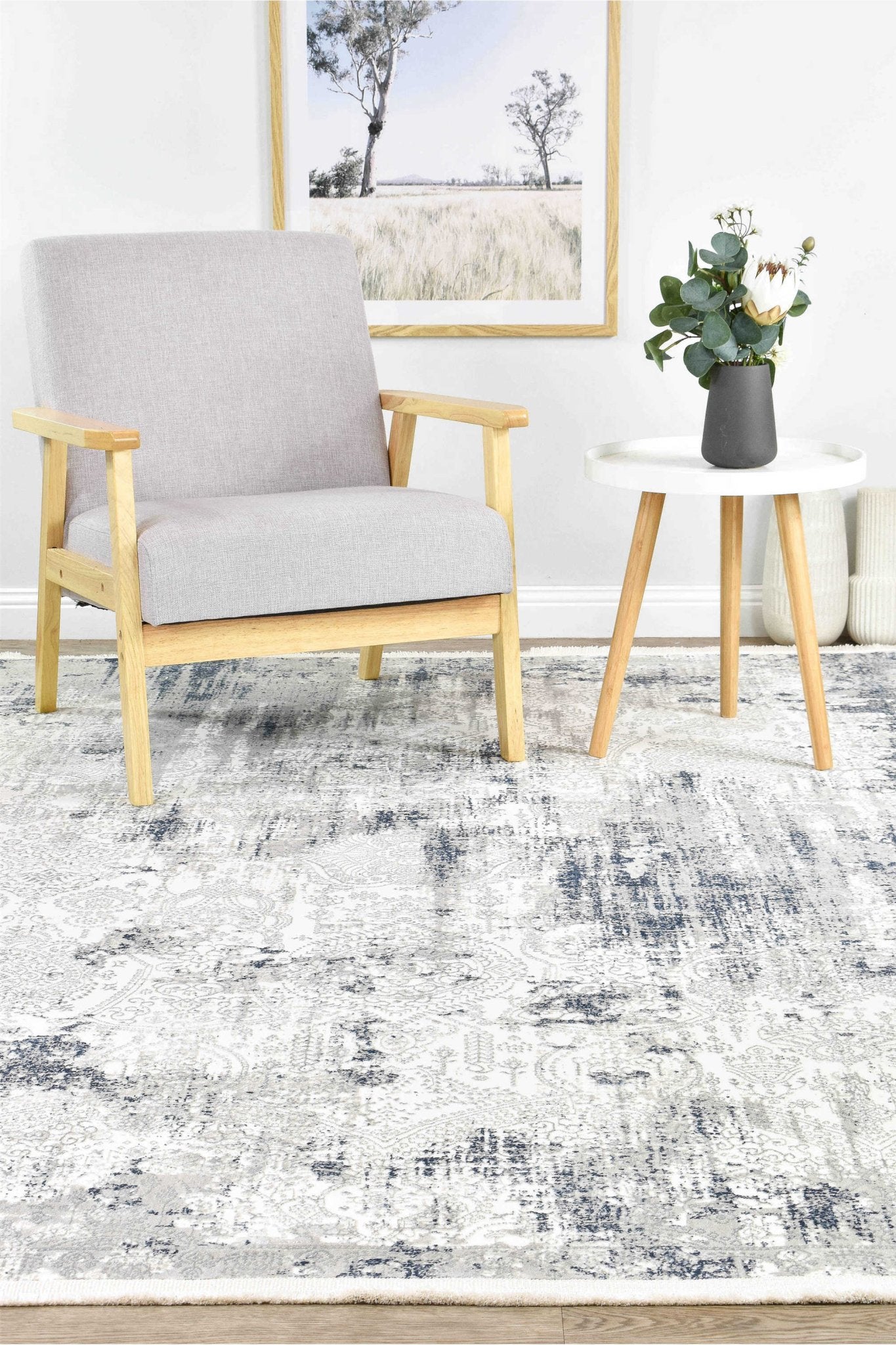 Phoenix 27084A White Belle Rug - Floorsome - INDOOR/OUTDOOR - ARORA - 27084A - BLUE - CREAM - 80X300 - INDOOR/OUTDOOR