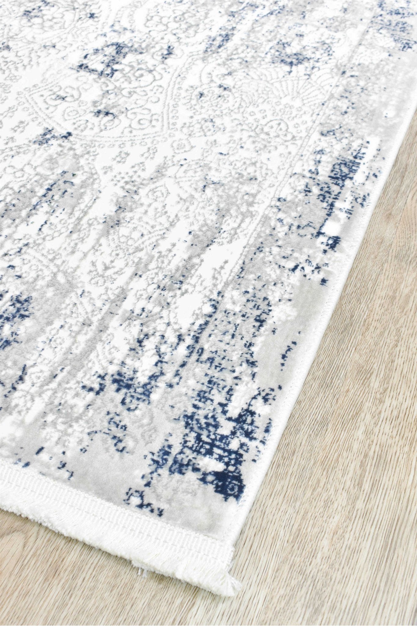 Phoenix 27084A White Belle Rug - Floorsome - INDOOR/OUTDOOR - ARORA - 27084A - BLUE - CREAM - 80X300 - INDOOR/OUTDOOR