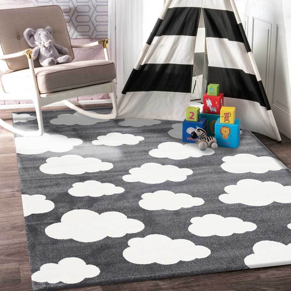 Piccolo Dark Grey and White Cloud Kids Rug - Floorsome - Kids - PICC1201592495 - Kids