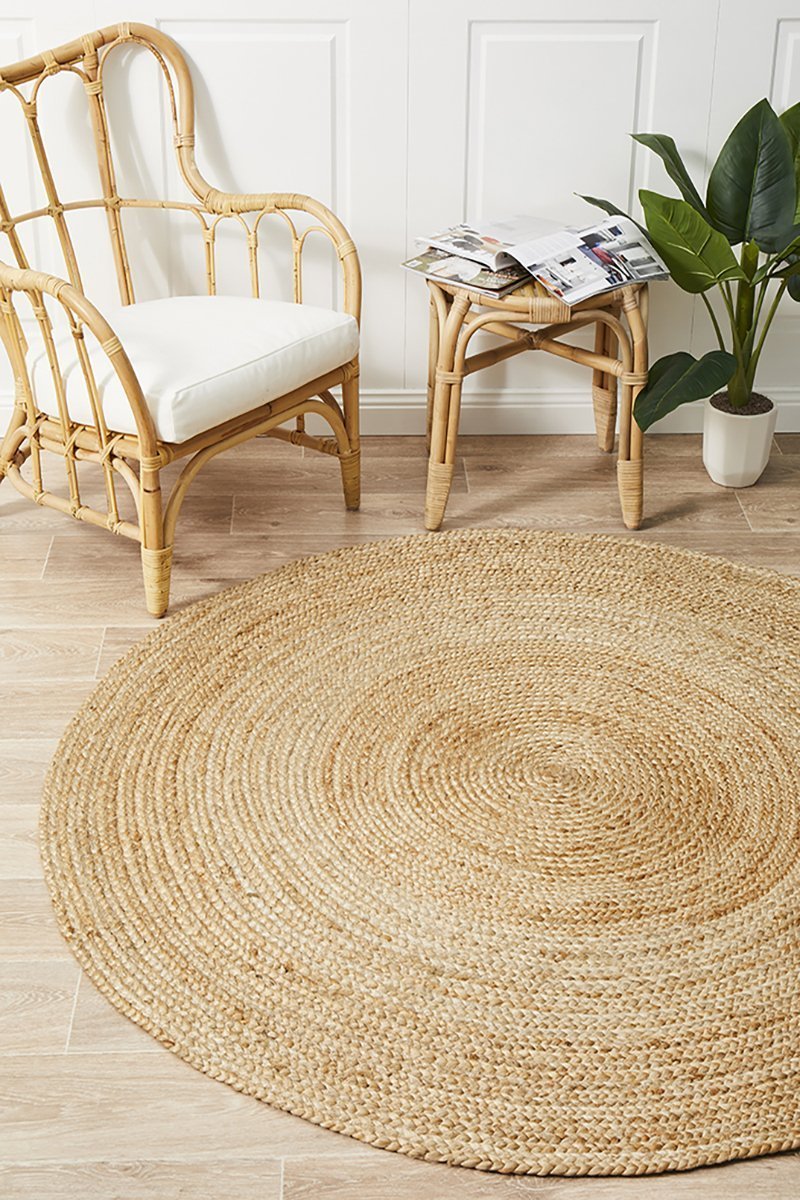 Round Jute Natural Rug - Floorsome - Natural - ATR - POLO - NAT - 120X120 - Natural