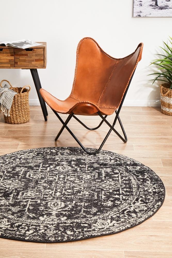 Scape Charcoal Transitional Round Rug - Floorsome - Modern - EVO - 253 - CHAR - 150X150 - Modern