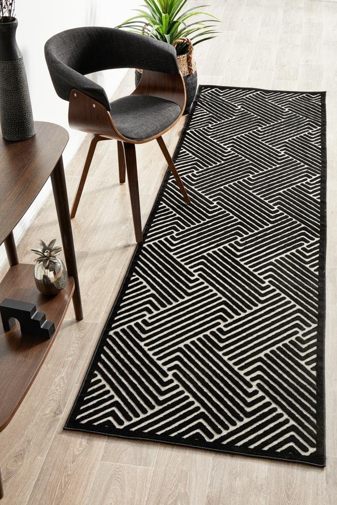 York Cindy Black & Gold Runner Rug - Floorsome - YORK COLLECTION - YRK - CIND - GLD - 300X80 - YORK COLLECTION
