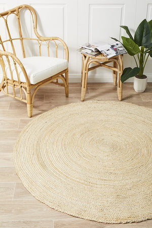 Round Jute Natural Rug Bleached - Floorsome