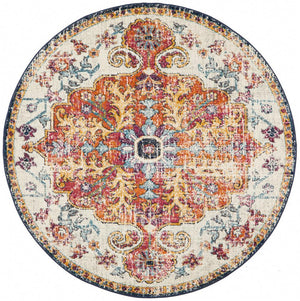 Carnival White Transitional Round Rug - Floorsome