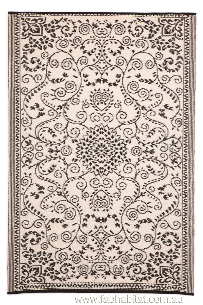 Outdoor Rug Recycled Plastic  - Murano Black and Cream