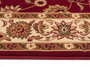 Classic Rug Red with Ivory Border Runner - Floorsome