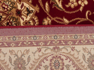 Classic Rug Red with Ivory Border Runner - Floorsome