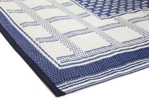 Outdoor Rug Recycled Plastic  - Europa Midnight Blue Geometric