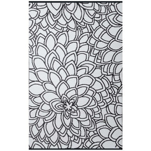 Recycled plastic outdoor rug Eden black and white