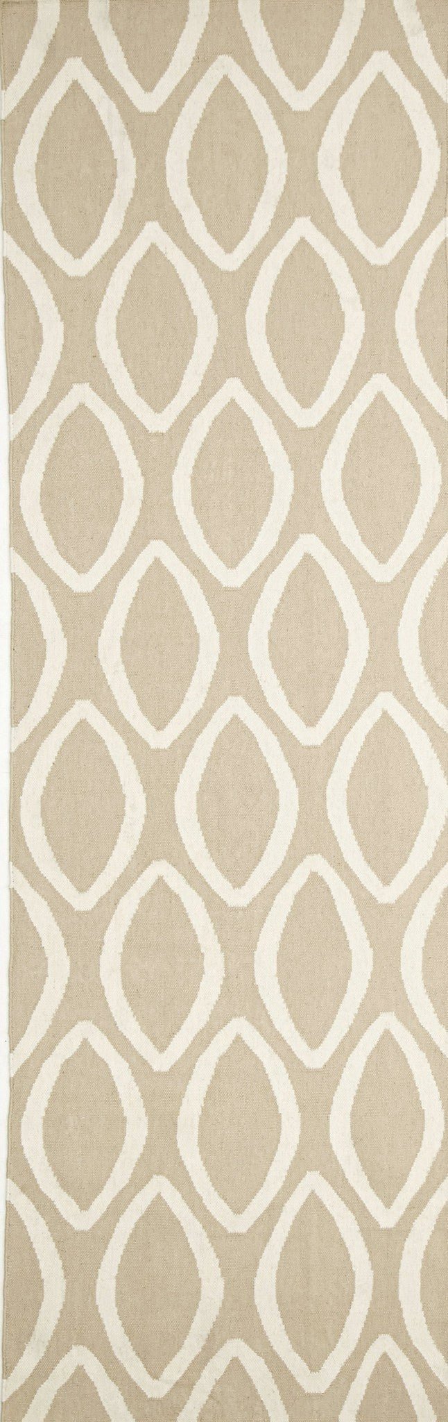 Flat Weave Oval Print Runner Rug Beige - Floorsome - Modern - NOM - 20 - BEI - 225X155 - Modern