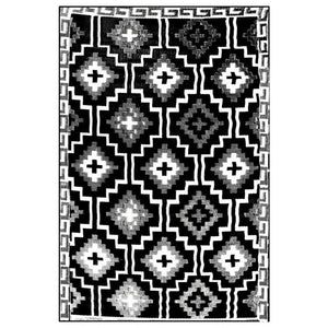 Recycled plastic outdoor rug Lhasa Black and white