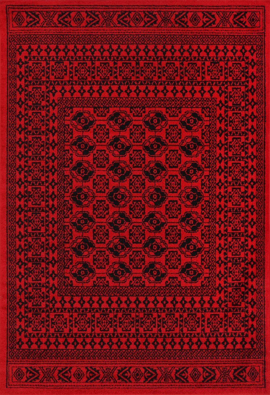 Tribe Traditional Afghan Red Rug - Floorsome - Traditional - TRIB16018677RED - Traditional