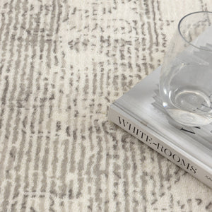 Cloud Distressed Medallion Cream Beige Washable Rug
